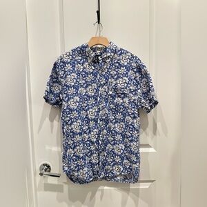 JCrew Factory Linen Blend Short Sleeve Button Down Shirt